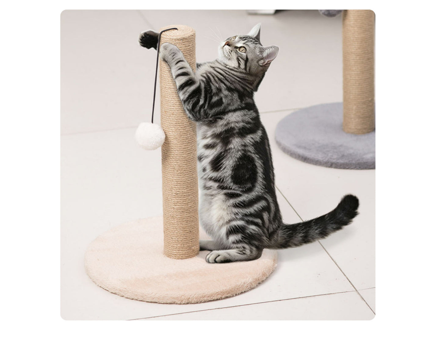 Zgarietor pentru pisici cu sfoara de sisal si snur cu pompon, 40 x 30 cm, Lean 20914