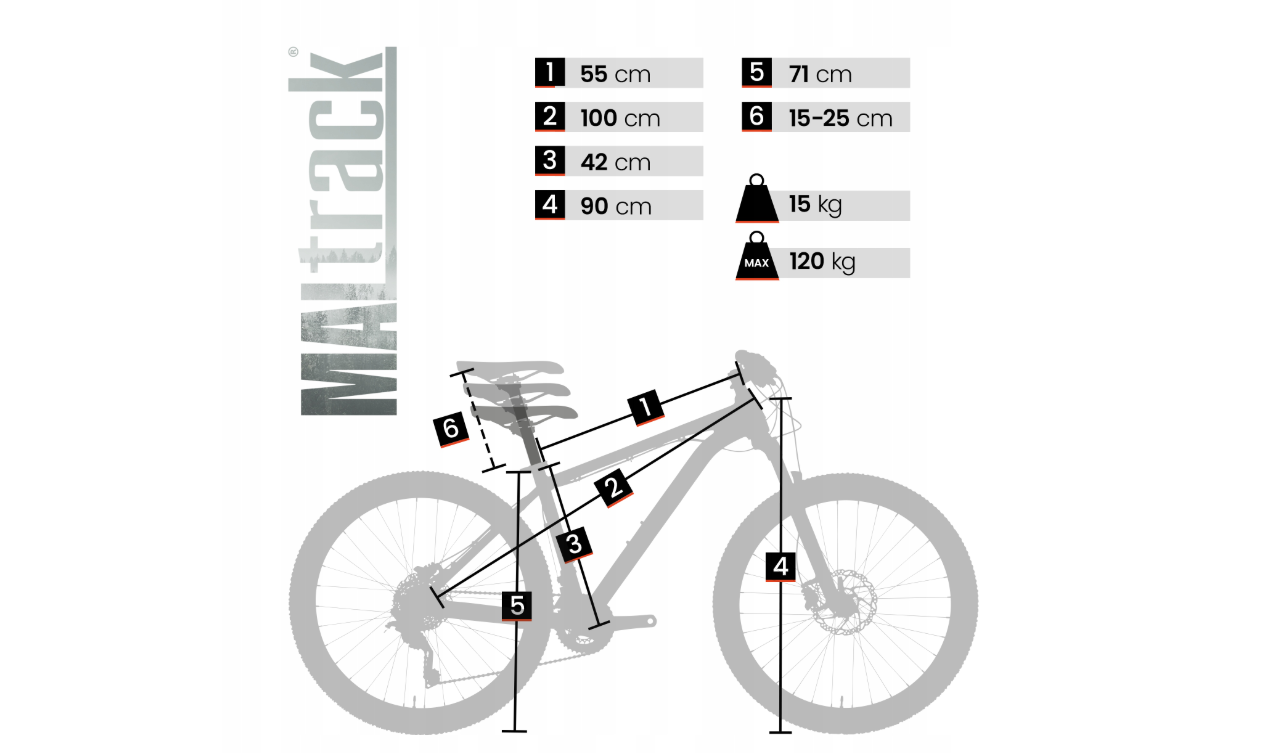Bicicleta MTB26 Grey / Blue, 21 viteze, cadru 18", roti 26", MalTrack 110982
