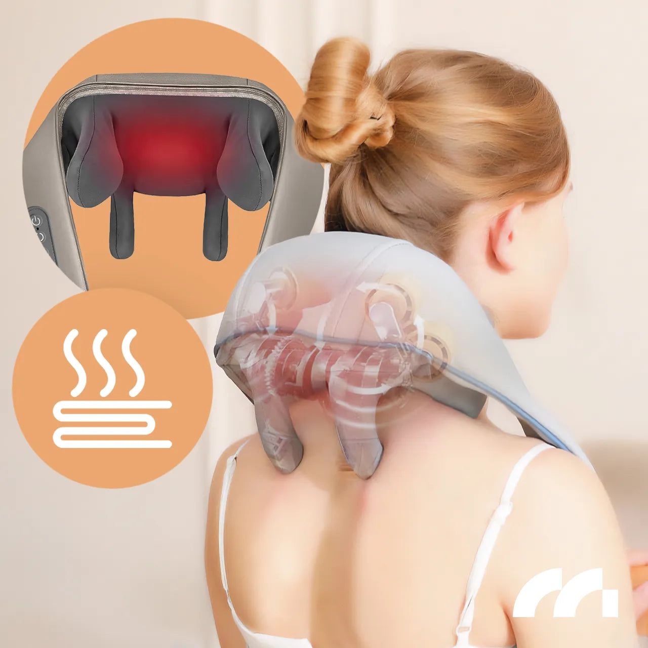 Aparat de masaj Shiatsu cu incalzire pentru gat si umeri PRO-Comfy25W , MalTec 113497