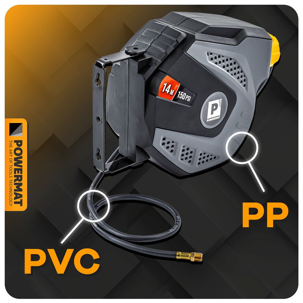 Tambur automat pentru furtun pneumatic PM-ABNW-14M, 14 m, Powermat PM1406