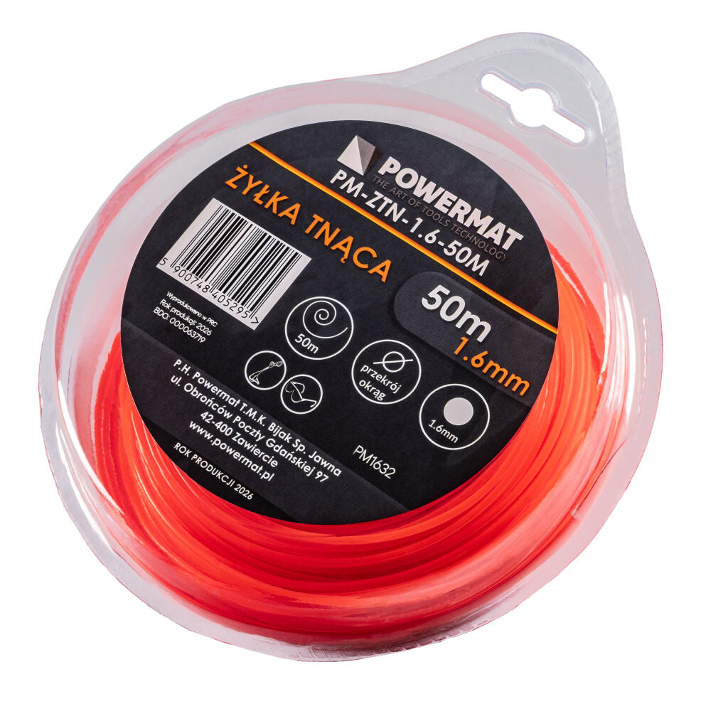 Fir rotund pentru motocoasa PM-ZTN-1.6-50M, 50 m, Powermat PM1632