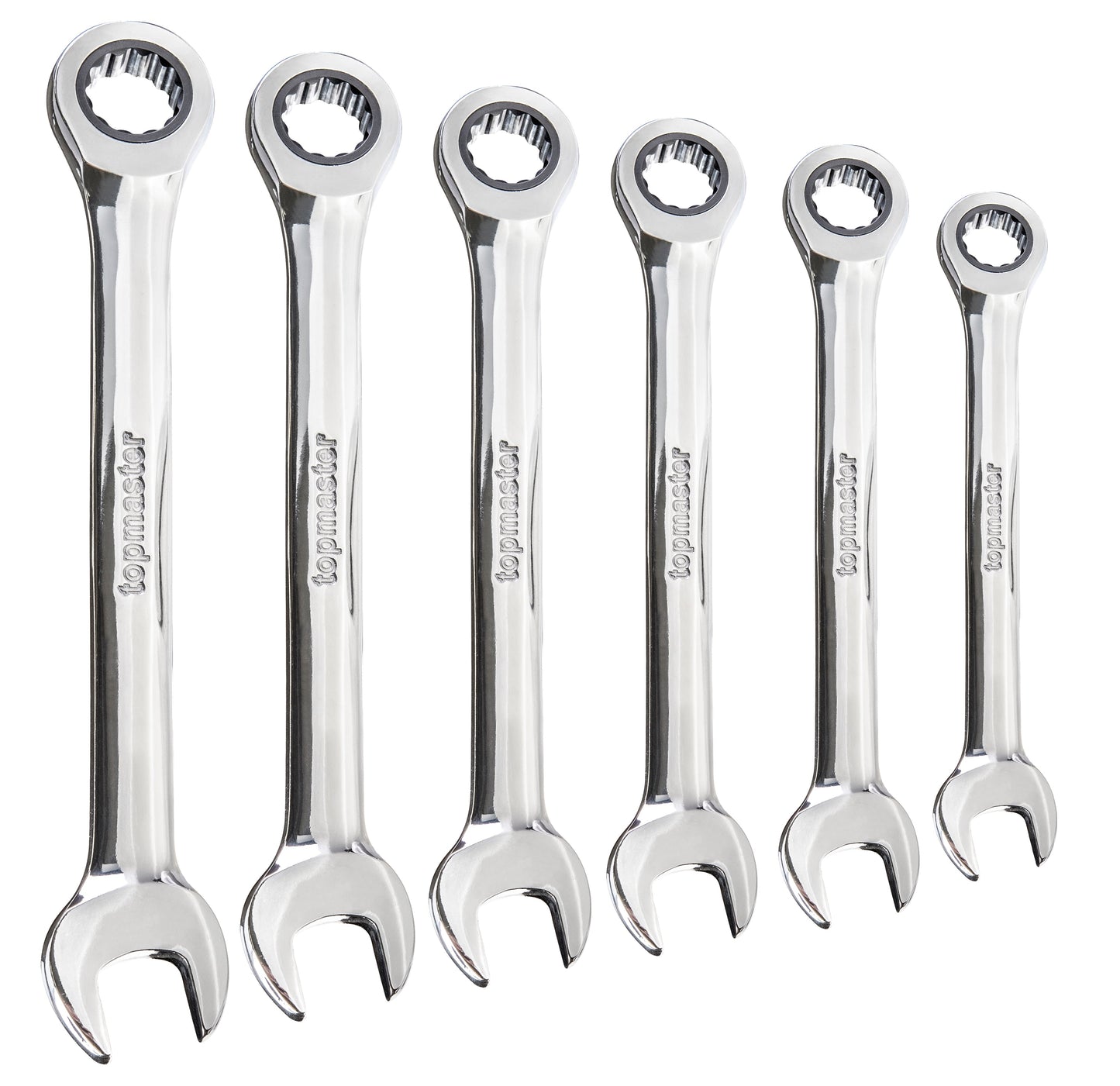 Set chei combinate cu clichet, 8-17 mm, Cr-V, 6 bucati, Topmaster 231970