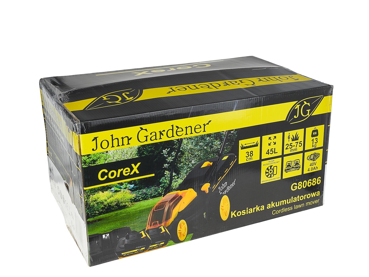 Masina de tuns iarba cu acumulator, 38 cm, 2x4.0 Ah, 20 V, CoreX, John Gardener G80686