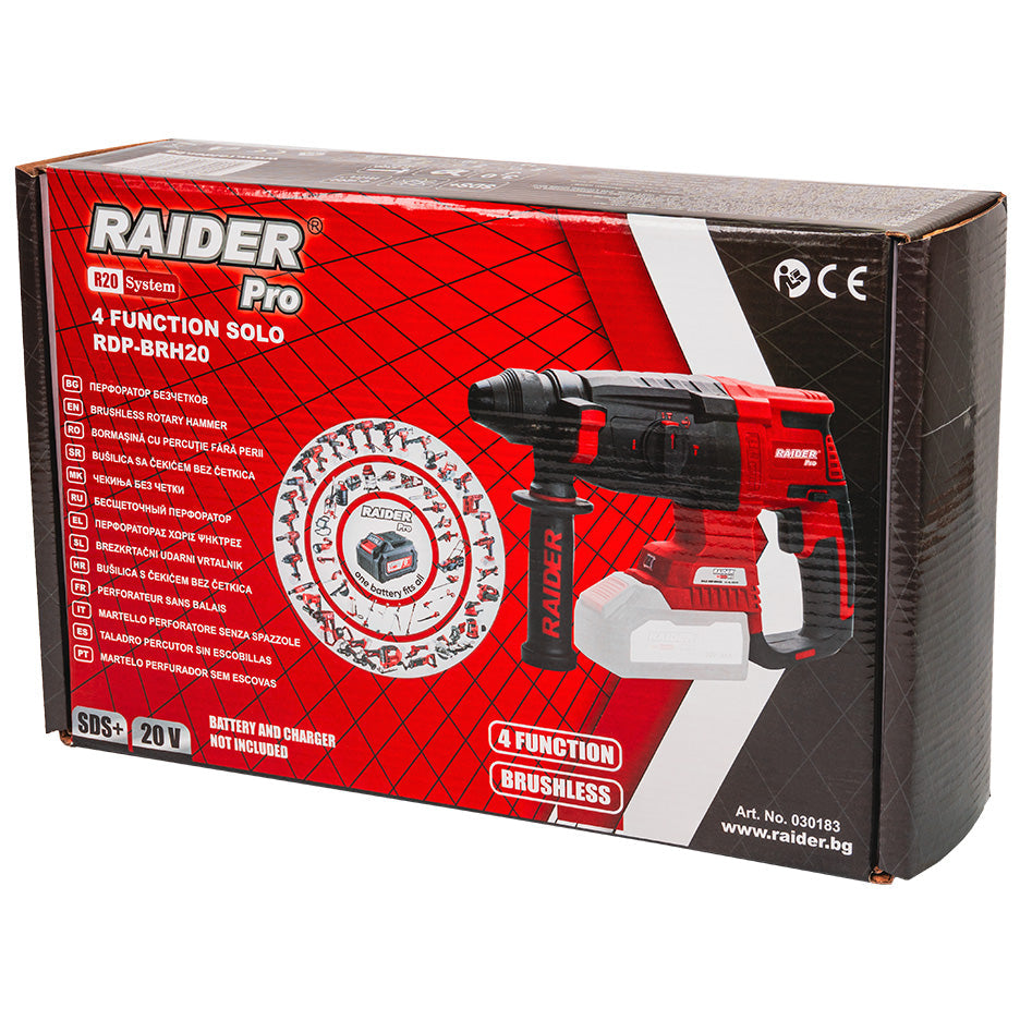 Ciocan rotopercutor brushless RDP-BRH20 Solo (fara acumulator si incarcator), SDS-Plus 3 J, Raider 030183