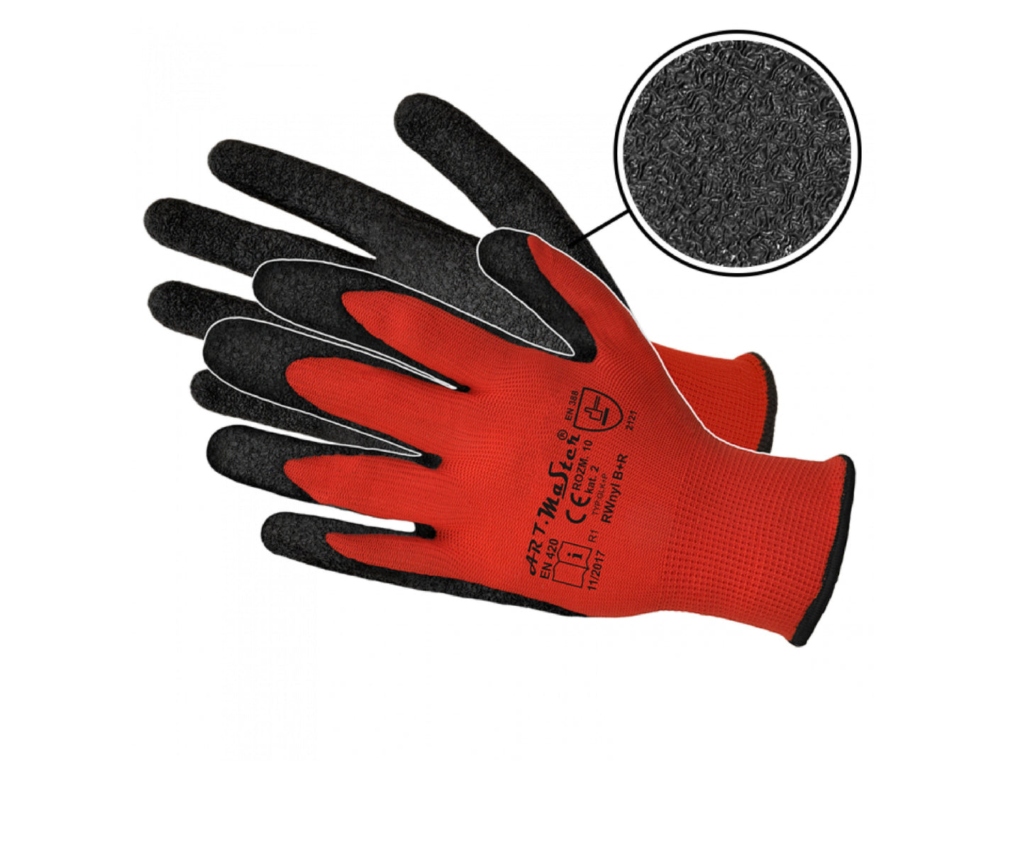 Manusi de protectie acoperite cu latex RWnyl B+R cat.2, marimea 10, Artmas ART902053