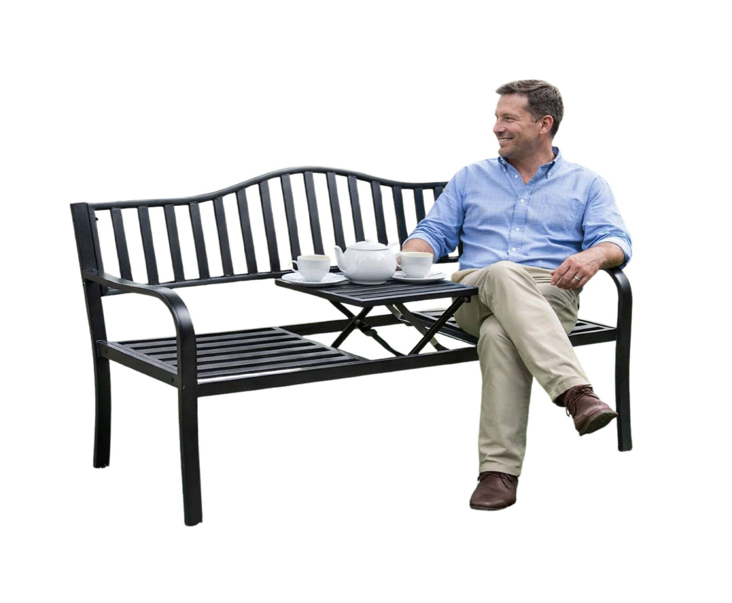 Banca de gradina metalica cu masuta de cafea, 150 cm, Lean 29324
