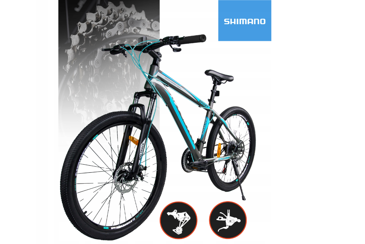 Bicicleta MTB26 Grey / Blue, 21 viteze, cadru 18", roti 26", MalTrack 110982