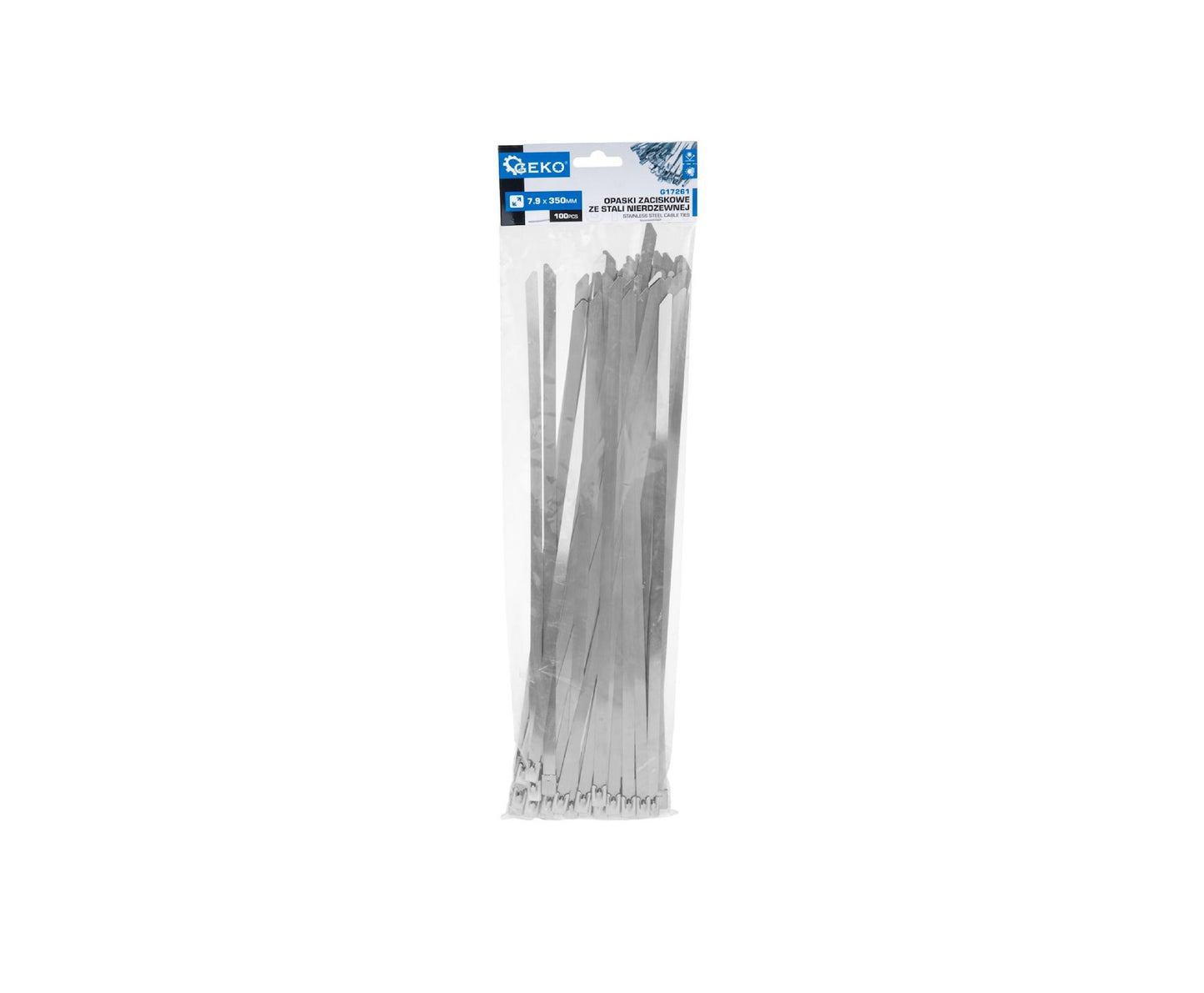 Set cleme din inox, 7,9x350mm, 100 bucati, Geko G17261