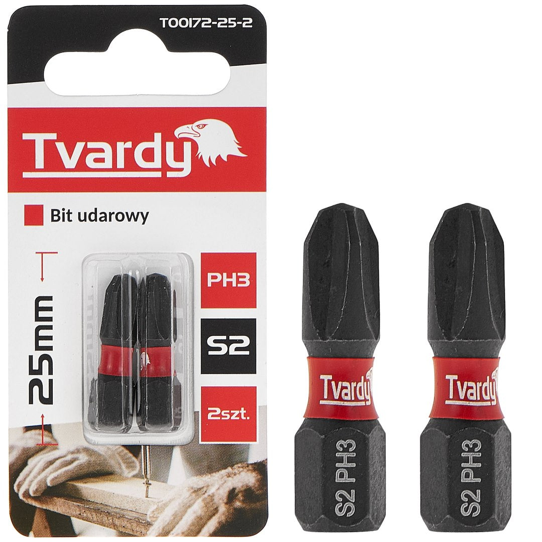 Set biti de impact PH3, 25 mm, S2, 2 bucati, Tvardy T00172-25-2