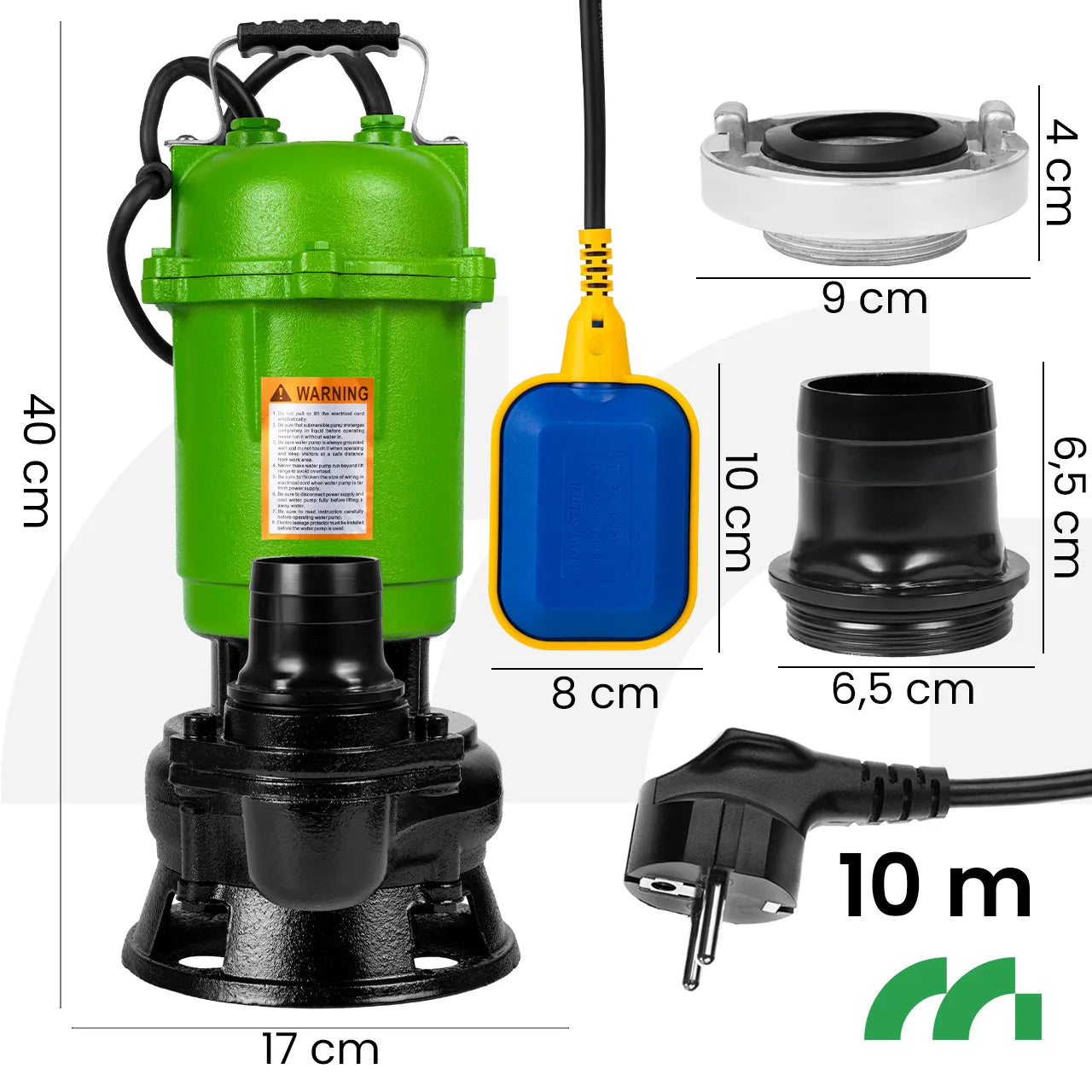 Pompa submersibila pentru apa murdara cu tocator si plutitor, 18000 l / h, MalTec 112726