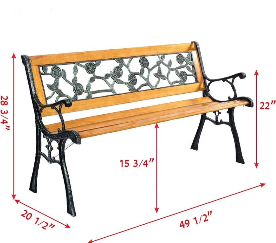 Banca de gradina din lemn cu spatar de metal, Lean 26567