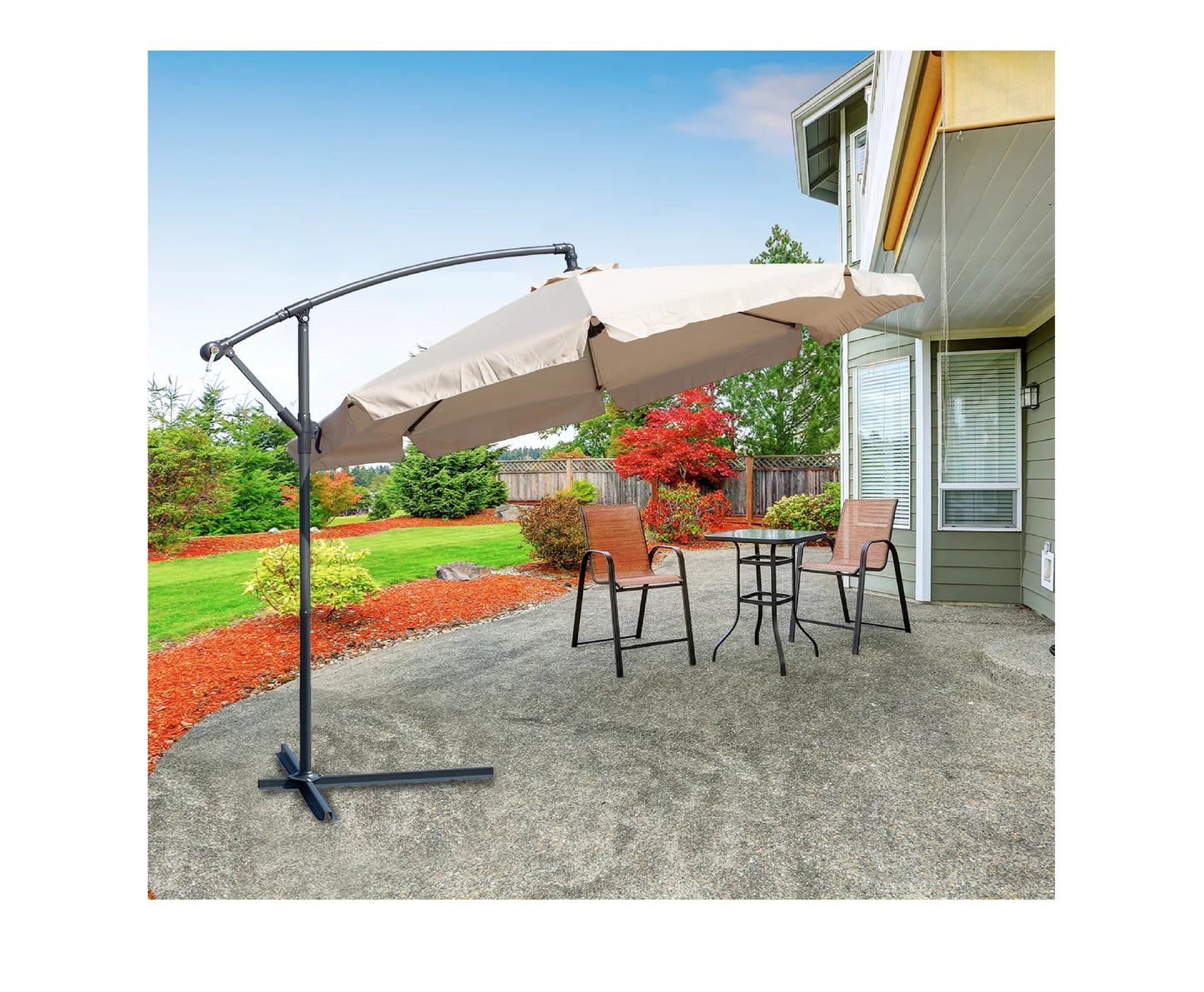 Umbrela de gradina pliabila cu husa Sunwaal, 350 cm, bej, MalTec 112650