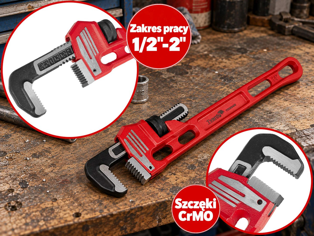 Cheie pentru țevi Stillson 14" 350mm HEAVY DUTY, Tvardy T00042
