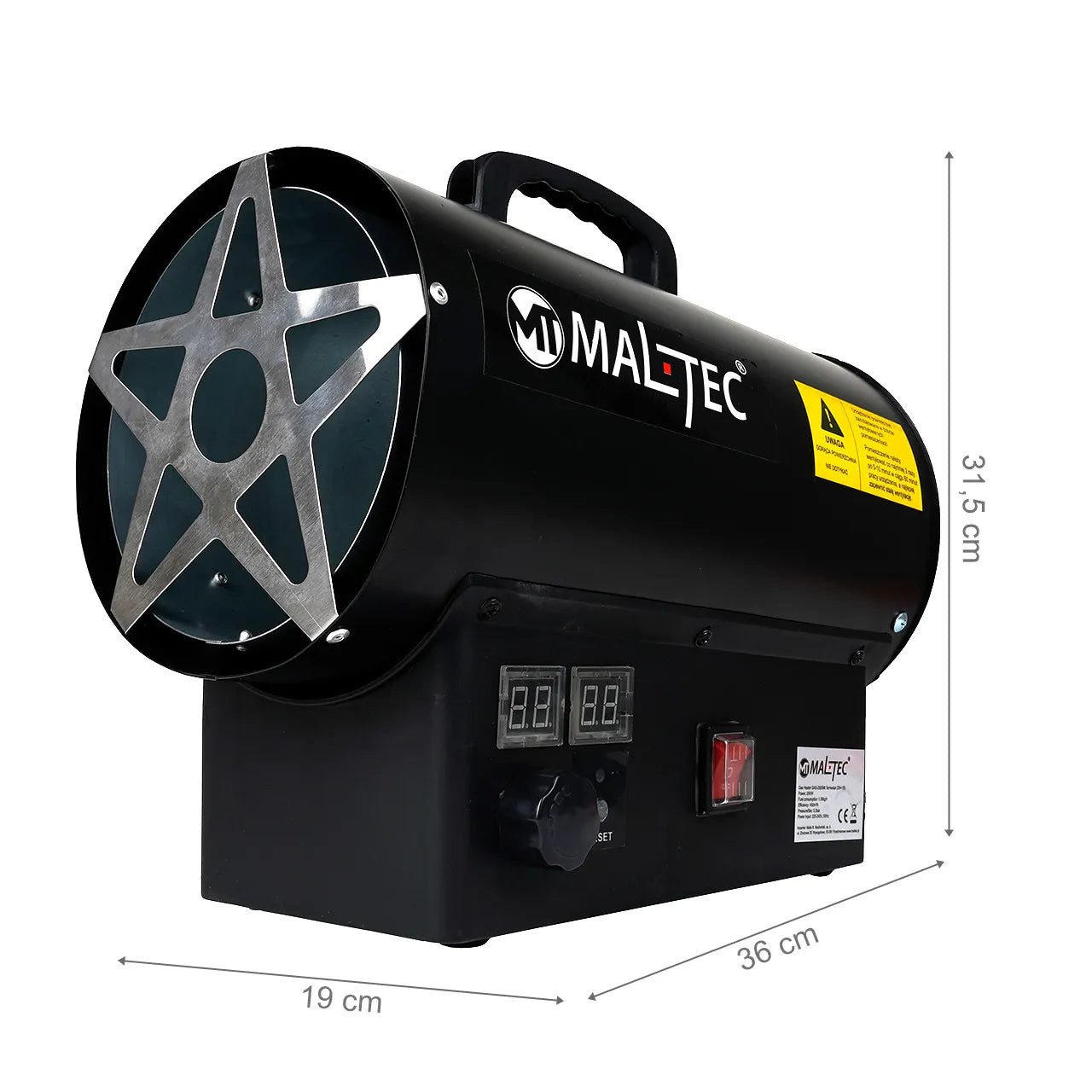 Tun de caldura pe gaz cu ventilator si termostat GAS-2500Mt, 25 kW, MalTec 113479