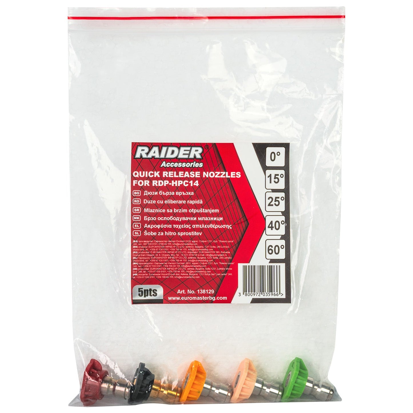 Set duze rapide 0° 15° 25° 40° 60° pentru RDP-HPC14, 5 bucati, Raider 138129