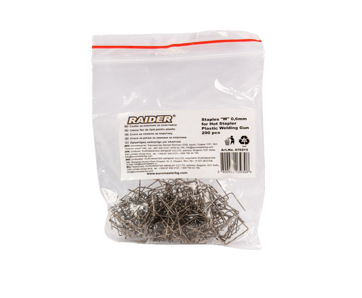 Set 200 capse W pentru aparat de lipit plastic, 0.6 mm, Raider 076215