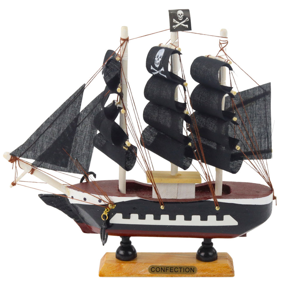 Macheta in miniatura nava de pirati din lemn, 20 x 20 x 4 cm, Lean 22571