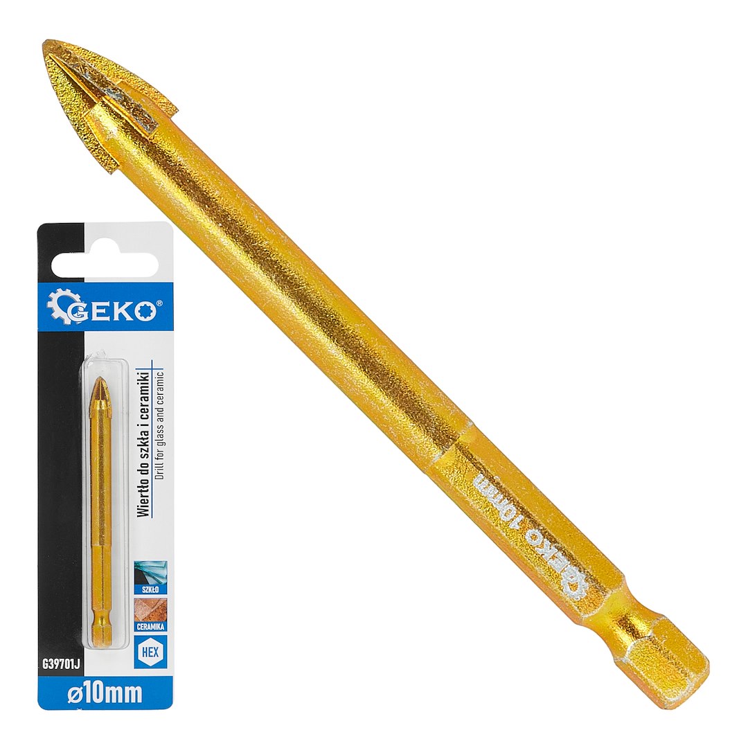 Burghiu pentru sticla si ceramica HEX, 10 mm, Geko G39701J