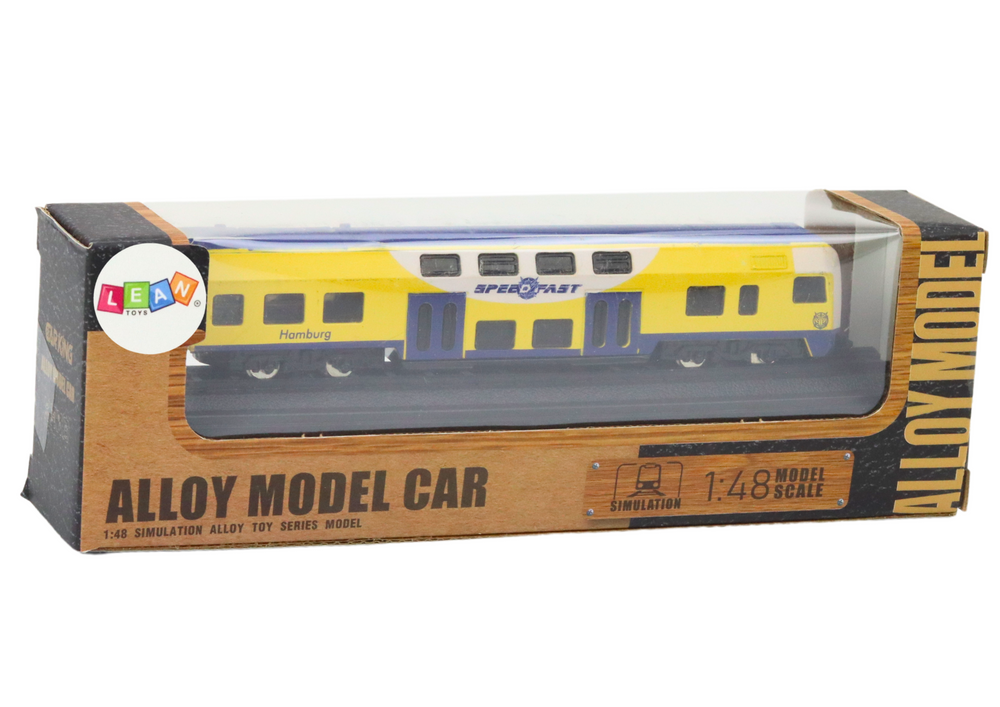 Figurina de colectie tren din metal, galben / albastru, 1:48, galben / albastru, Lean 18919