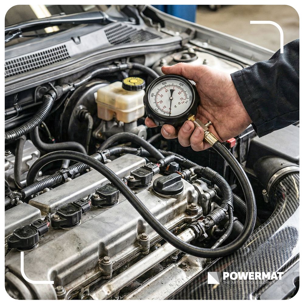 Kit manometru compresie motoare diesel PM-MCSD-19T, 19 piese, Powermat PM1523