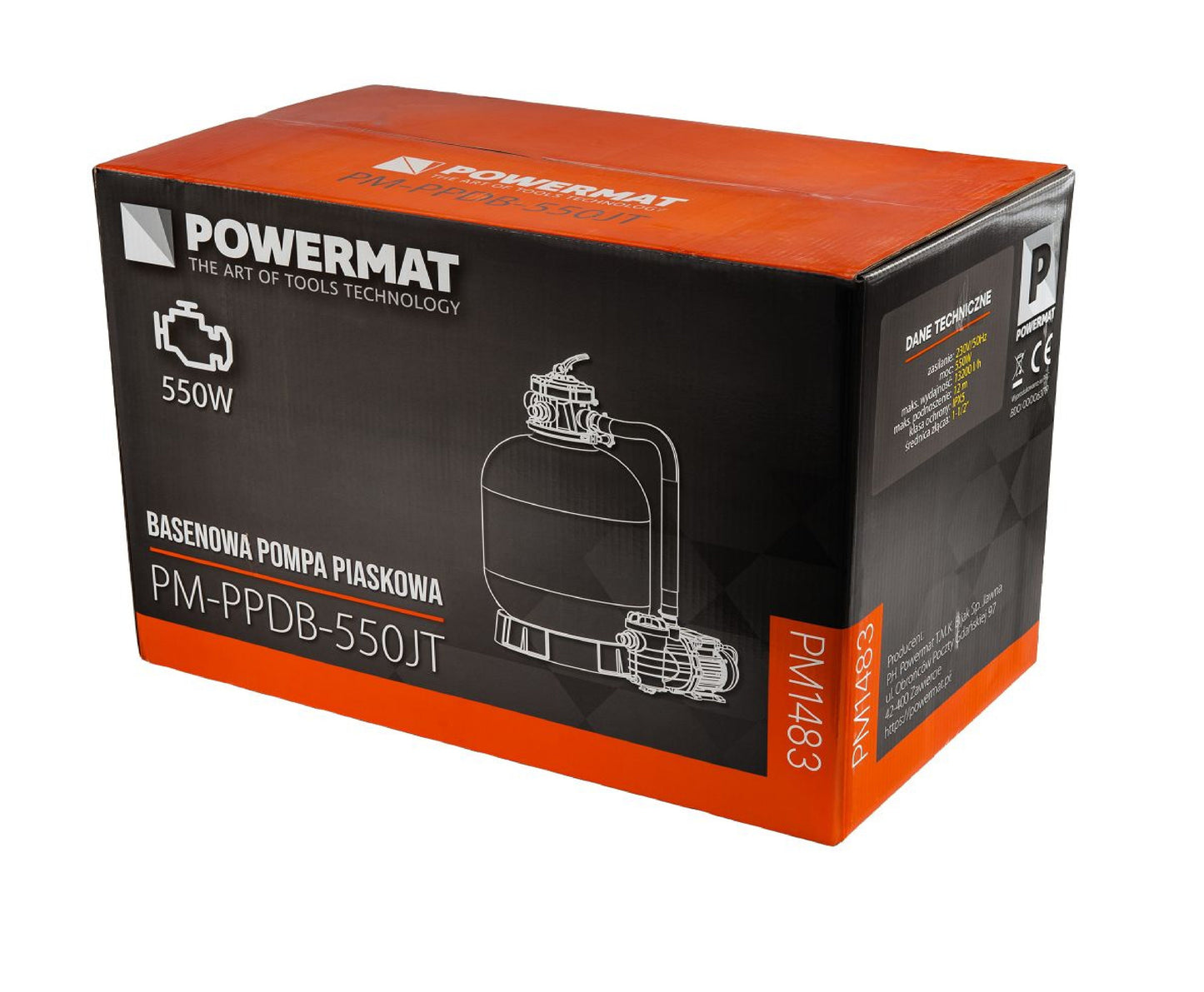 Pompa de nisip pentru piscina PM-PPDB-550JT, afisaj LCD, 13200 l / h, 550 W, Powermat PM1483