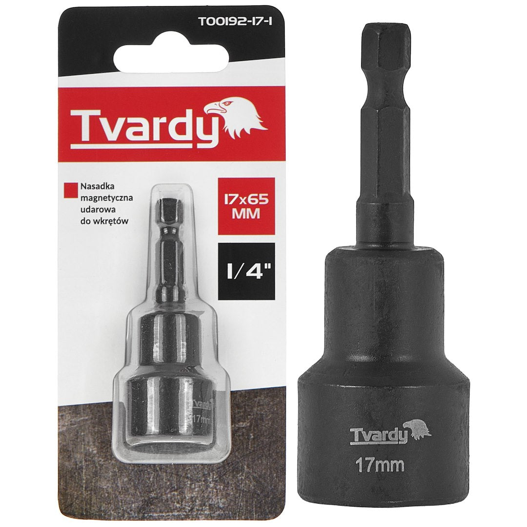 Cheie tubulara cu varf magnetic pentru suruburi 1 / 4", 17 x 65 mm, Tvardy T00192-17-1