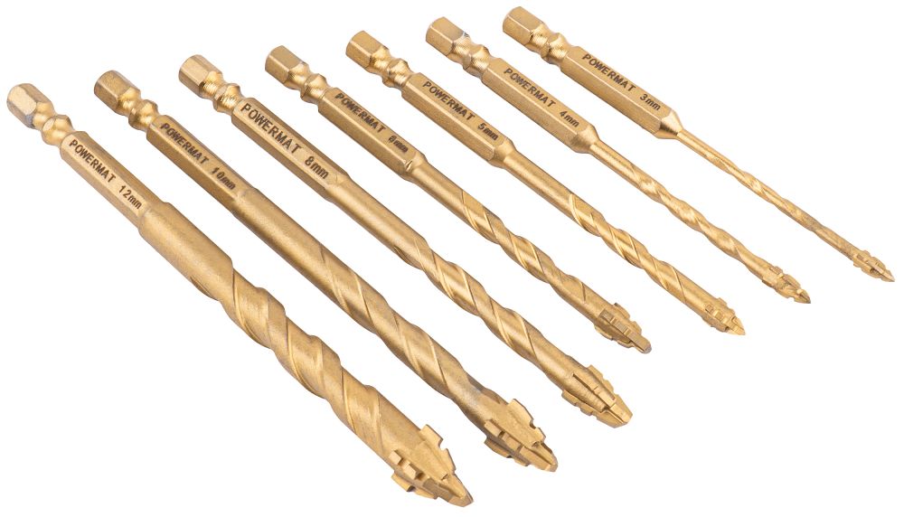 Set burghie pentru sticla PM-ZWSC-7T, 3-12 mm, 7 bucati, Powermat PM1462