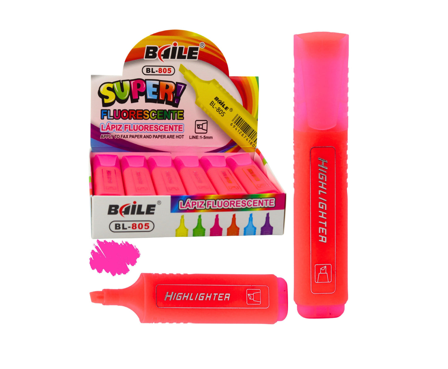 Marker evidentiator pentru notite, roz neon, Lean 21514