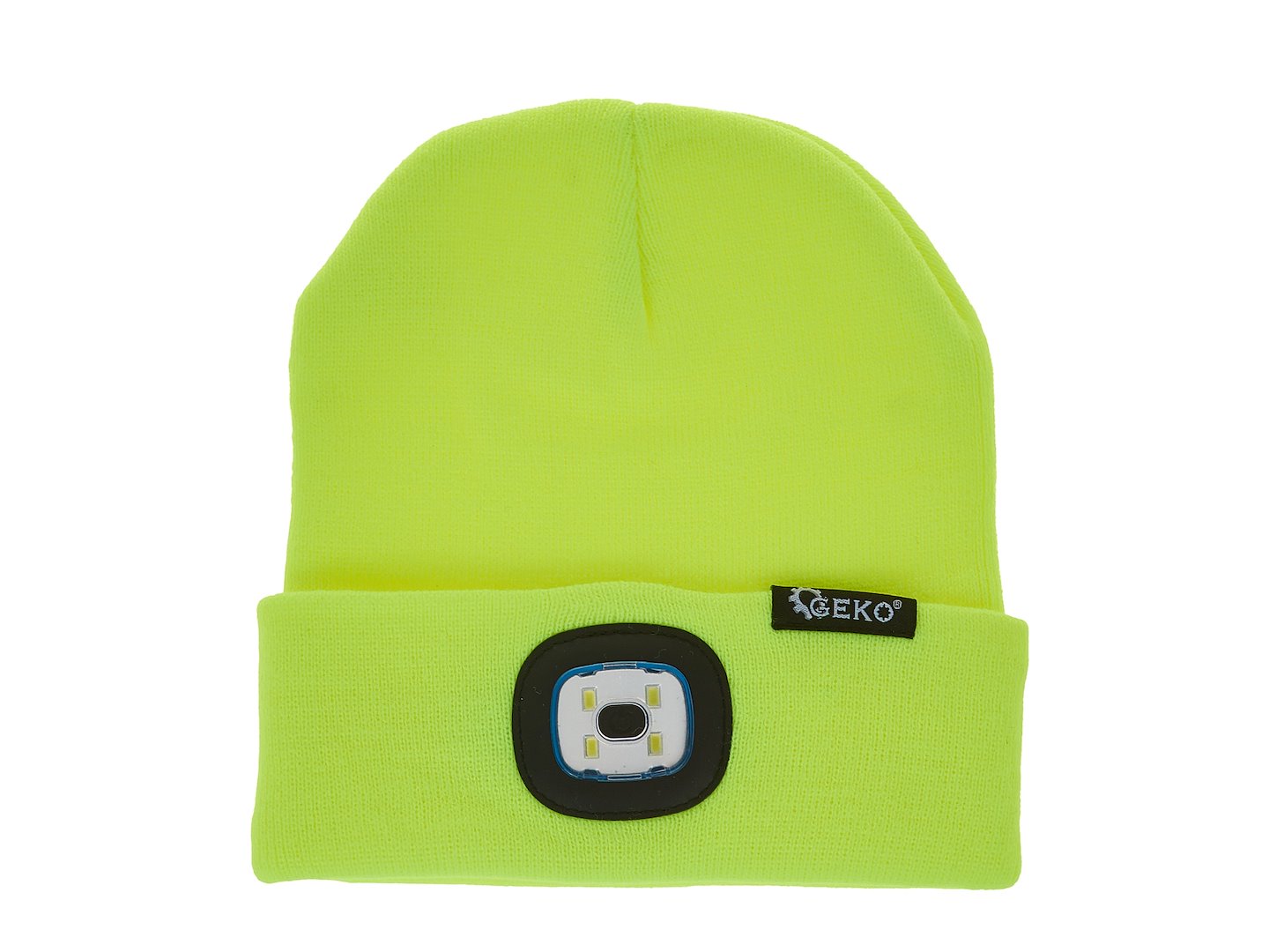 Caciula de iarna cu lanterna LED reincarcabila, verde neon, Geko G90409