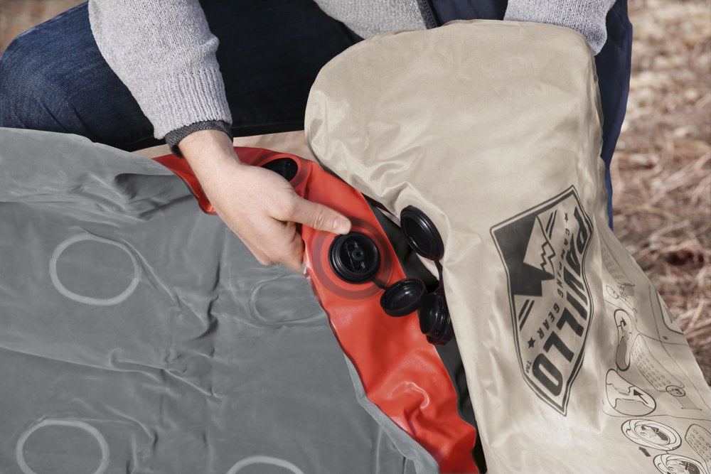 Saltea gonflabila Roll & Relax Queen, 203 x 152 x 22 cm, gri / rosu, Bestway 4322