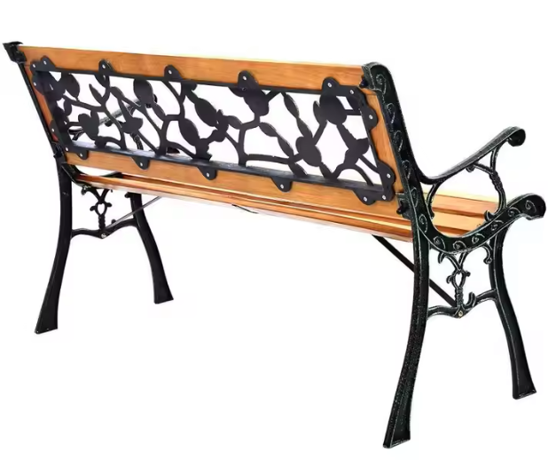Banca de gradina din lemn cu spatar de metal, Lean 26567