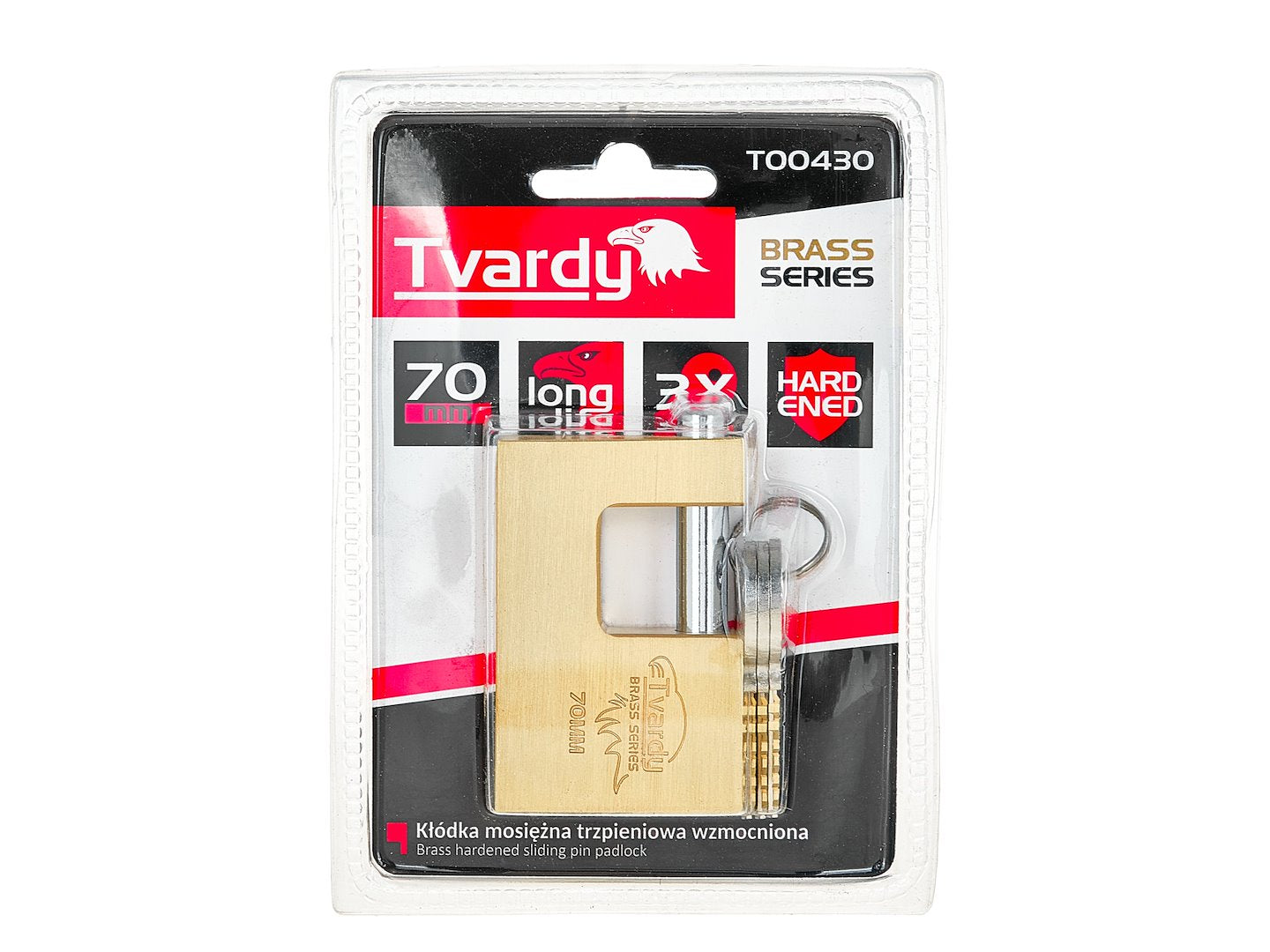 Lacat din alama ranforsat Brass Series, 70 mm, Tvardy T00430