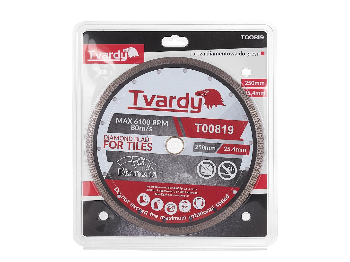 Disc diamantat pentru gresie, 250 x 10 x 25.4 mm, Tvardy T00819