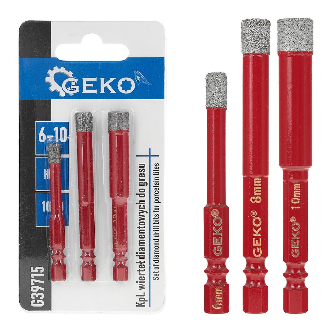 Set burghie diamantate pentru gresie HEX, 6-10 mm, 3 bucati, Geko G39715