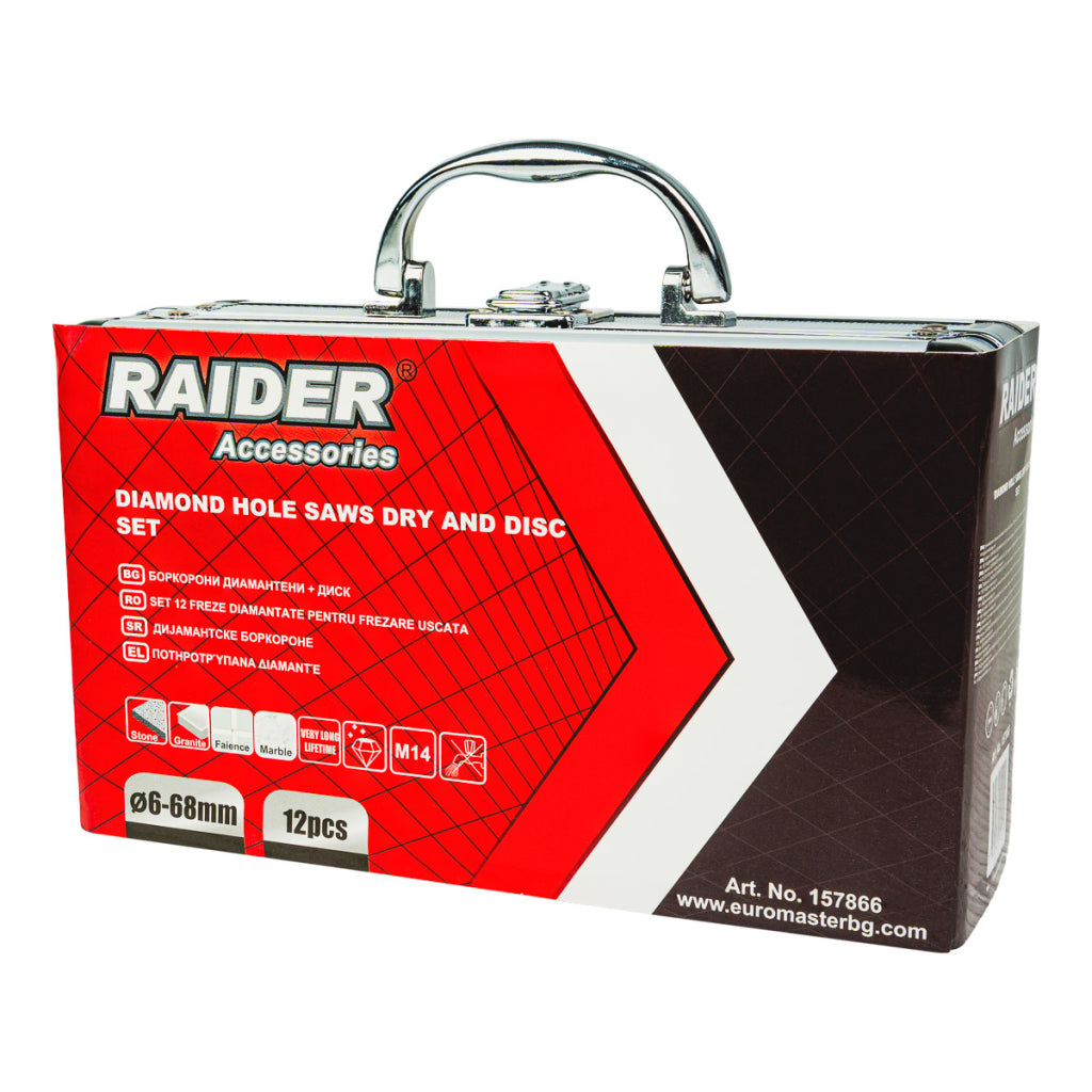 Set carote diamantate pentru, prindere M14, Ø6-68mm, 12 bucati, Raider 157866