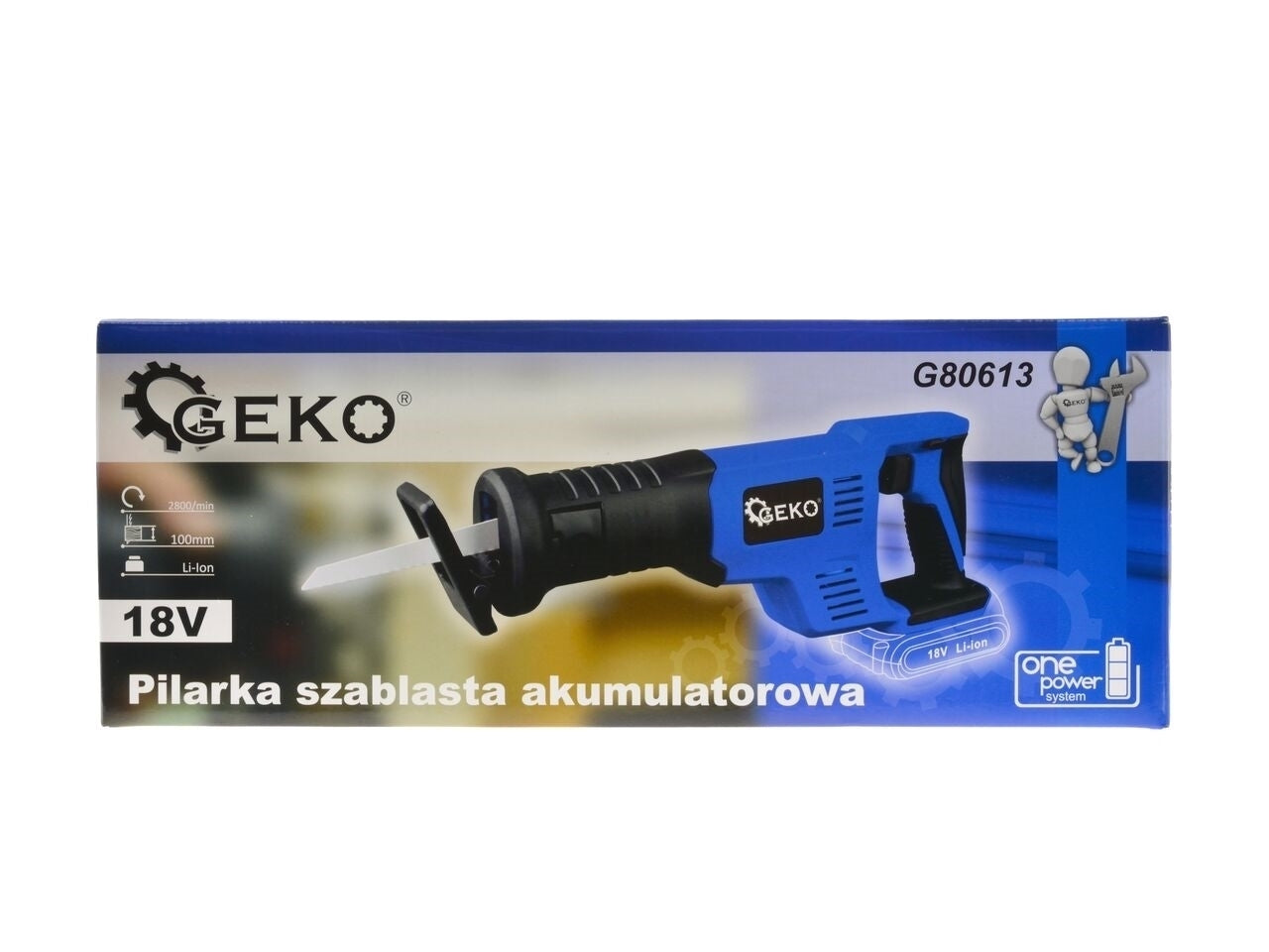 Fierastrau sabie cu acumulator Geko + 2 acumulatori Li-ion 18V 4.0 Ah + incarcator