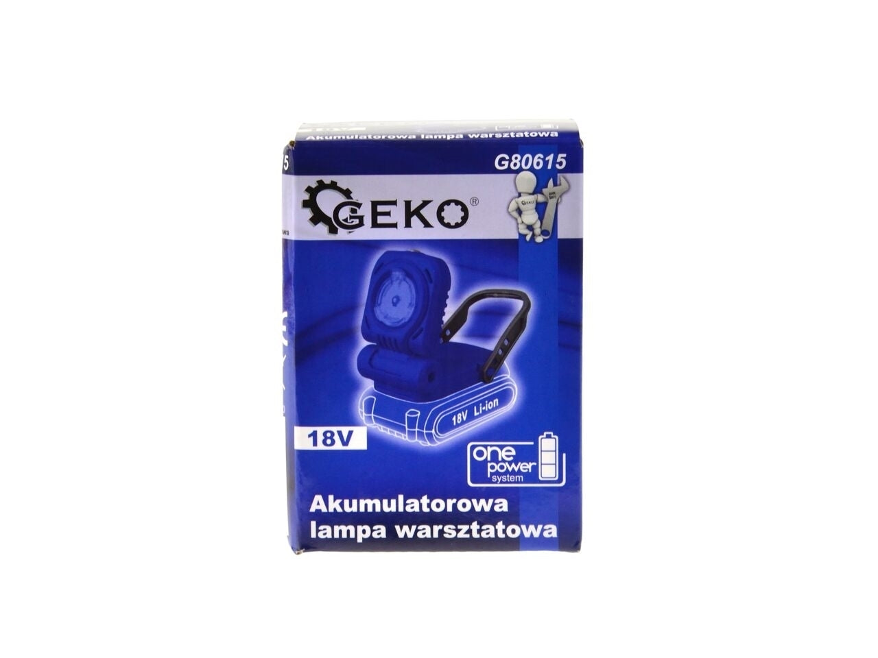 Lanterna cu acumulator Geko + acumulator Li-ion 18V 4.0 Ah + incarcator