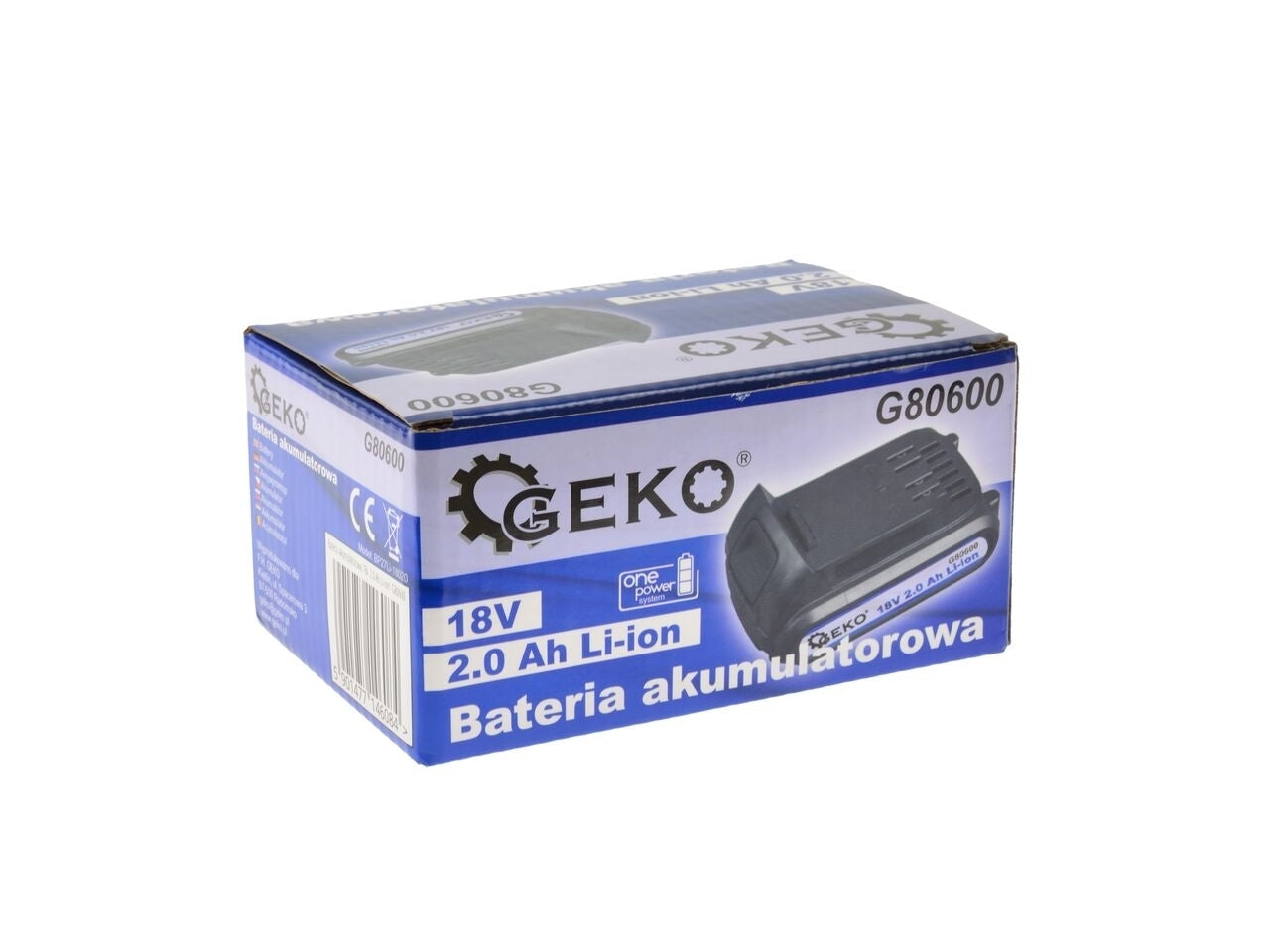 Lanterna cu acumulator Geko + 2 acumulatori Li-ion 18V 2.0 Ah + incarcator