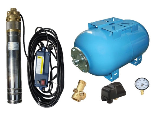 Kit complet sistem hidrofor, pompa submersibila APC SKM 150/50, rezervor de 50 litri, presostat, racord 5 cai, manometru, 03031008/50