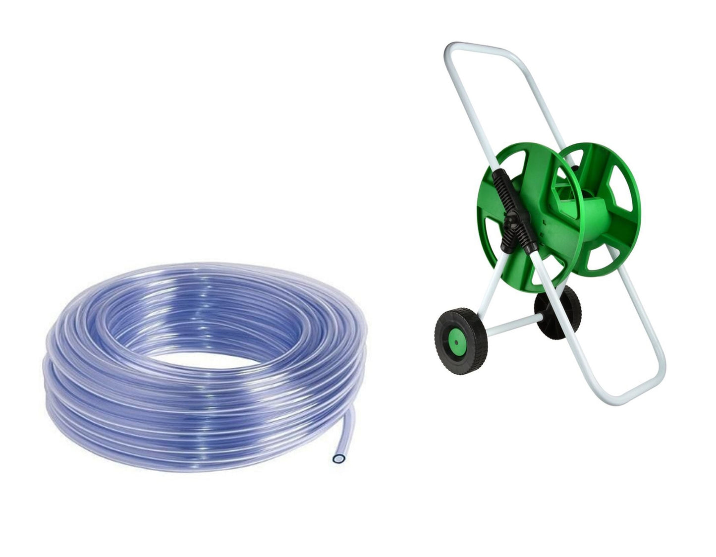 Kit pentru irigare, furtun gradina siliconat 3/4" 100m+carucior/suport pentru furtun de gradina, 1/2"-45m, 3/4"-25m, FS0003/G73220