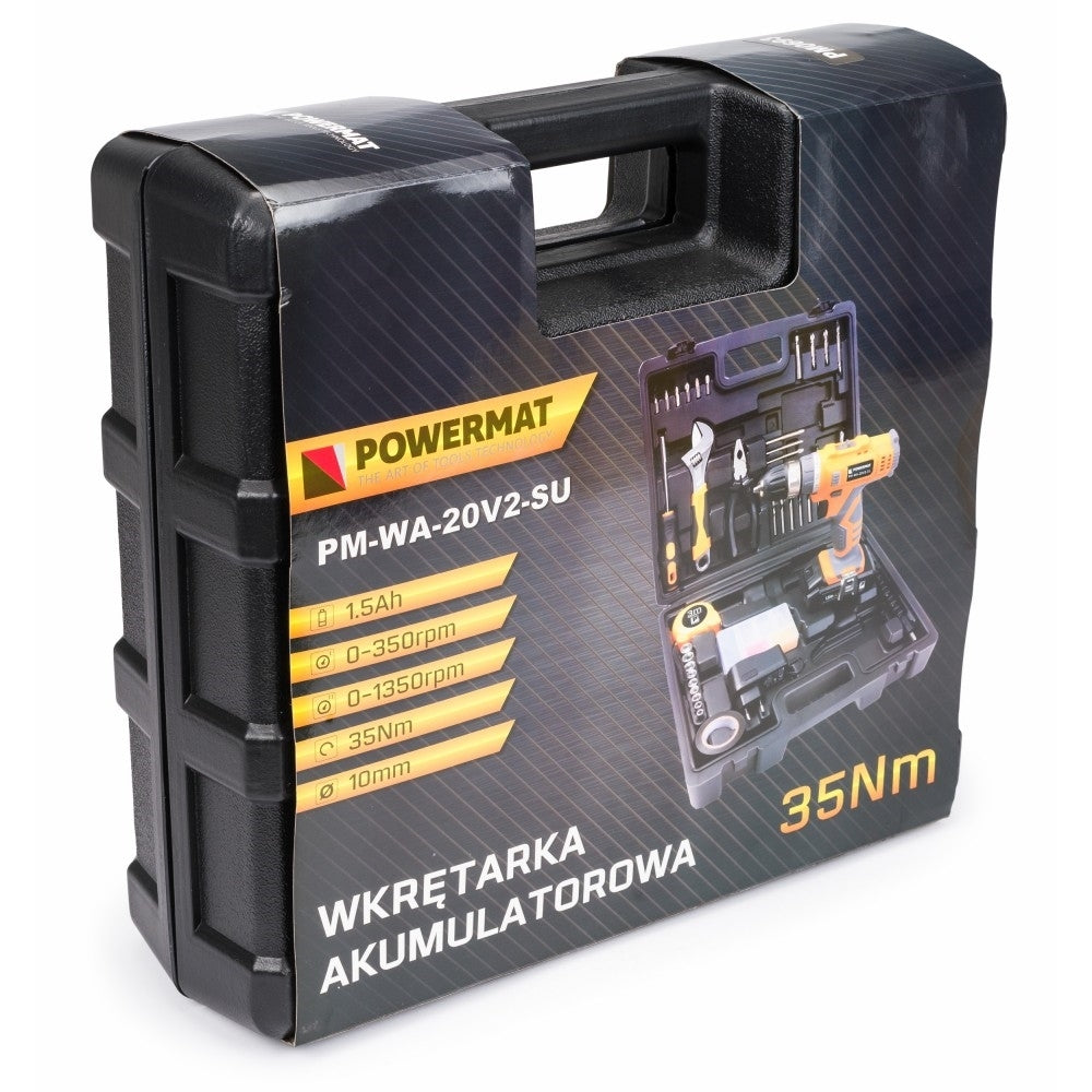 Set bormasina cu acumulator 100 bucati, Powermat PM-WA-20V2-SU