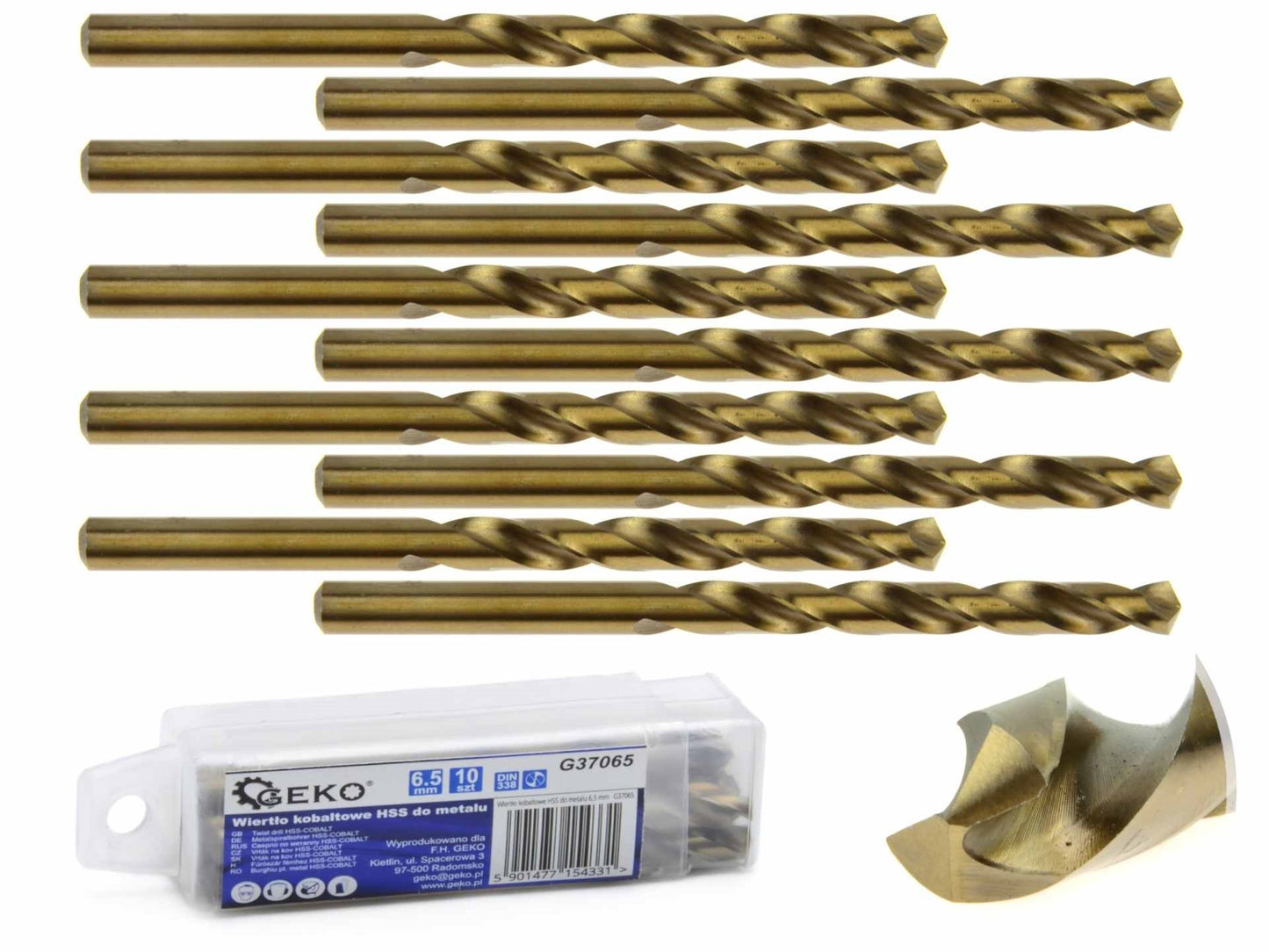 Set burghie pentru metal cu cobalt HSS 6,5mm 10 piese, GEKO G37065