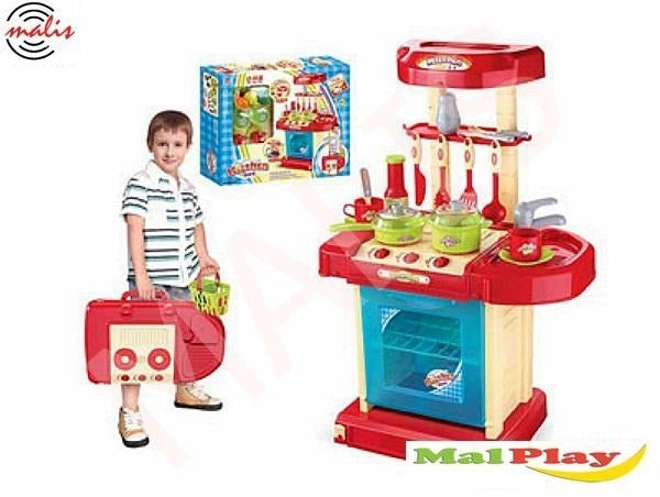 Kuchnia niebieska w walizce z koszyczkiem