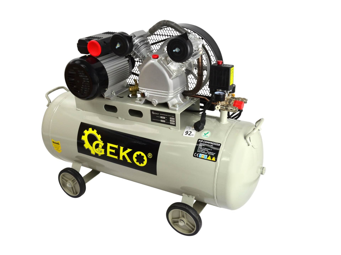 Compresor 100L, 9bar, 390l/min, 2 iesiri, GEKO G80302