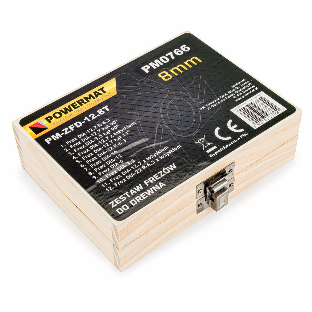 Set 12 freze pentru lemn, Powermat PM-ZFD-12.8T