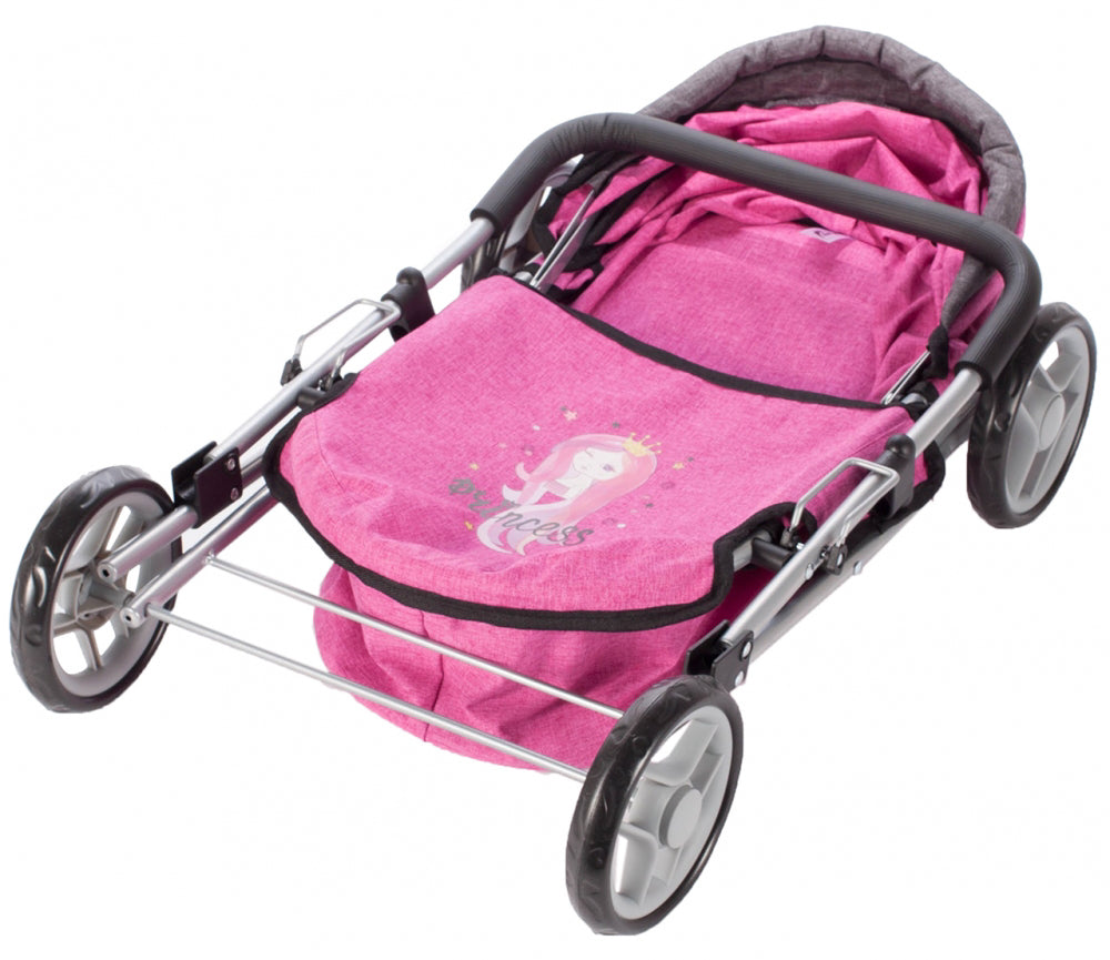 Carucior roz pentru papusi cu geanta Princess, Malplay 107210
