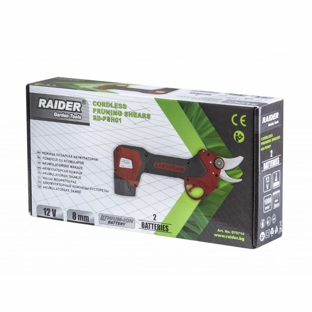 Foarfeca de gradina cu acumulator Li-ion 12V 2x2Ah RD-PSH01, Raider 075714
