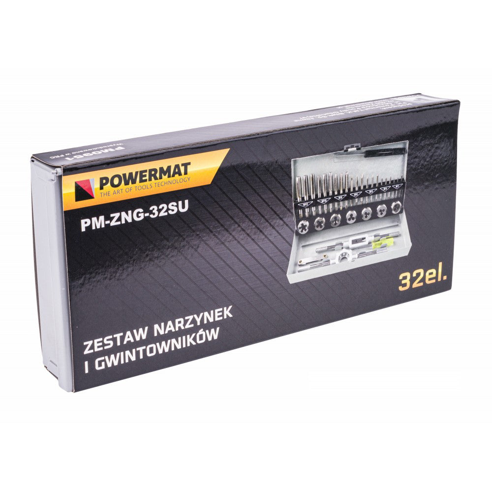 Set de tarozi si filiere M3-M12, 32 elemente, Powermat PM-ZNG-32SU