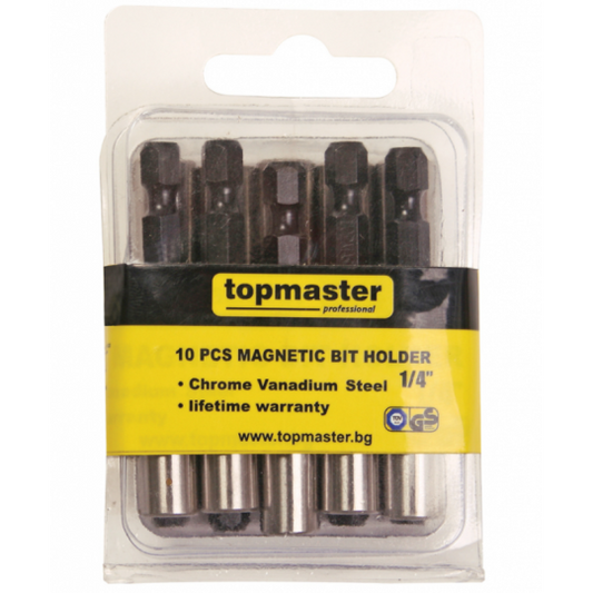 Set 10 bucati adaptor magnetic pentru biti CR-V, Topmaster, 330348