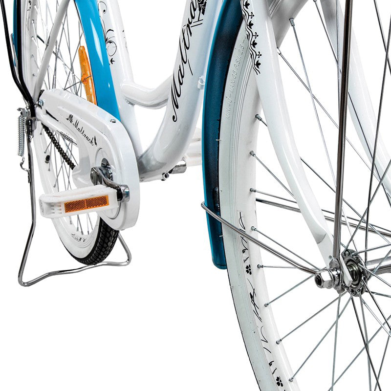 Bicicleta dama  BLUE cu cos de cumparaturi si motive florale Maltrack 108873